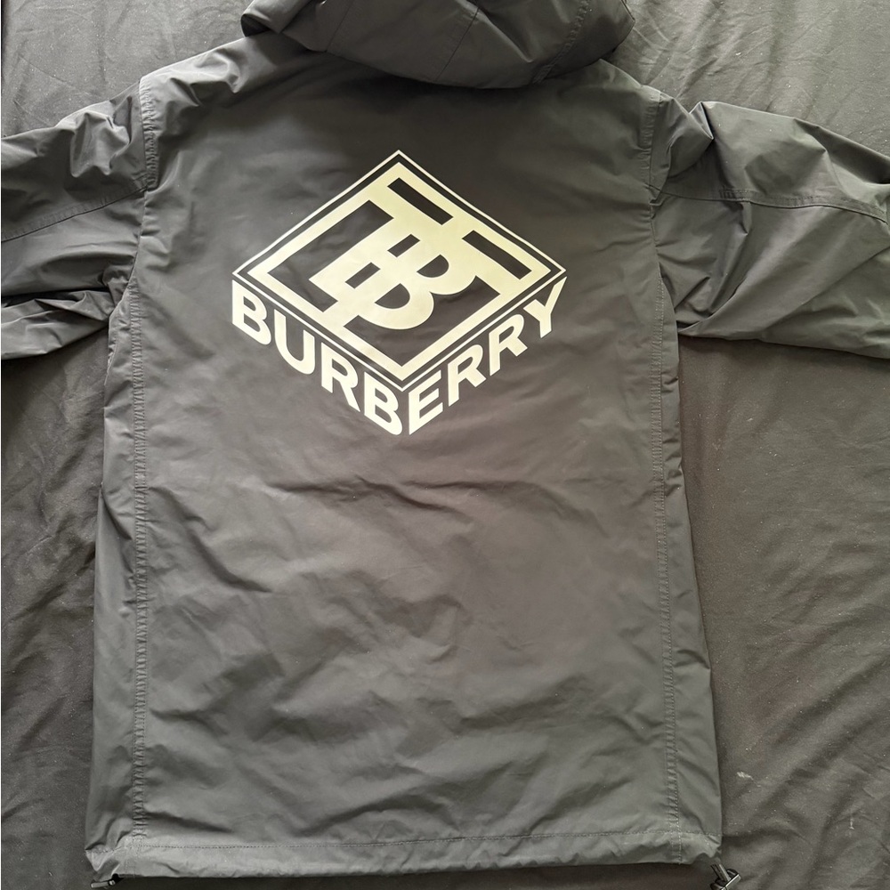 Burberry Men's Gray Hooded Jacket with Logo